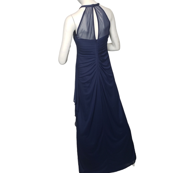 David's Bridal Illusion Sleeveless Long Gown Dress 4 - Picture 8 of 13